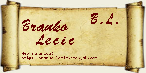 Branko Lečić vizit kartica
